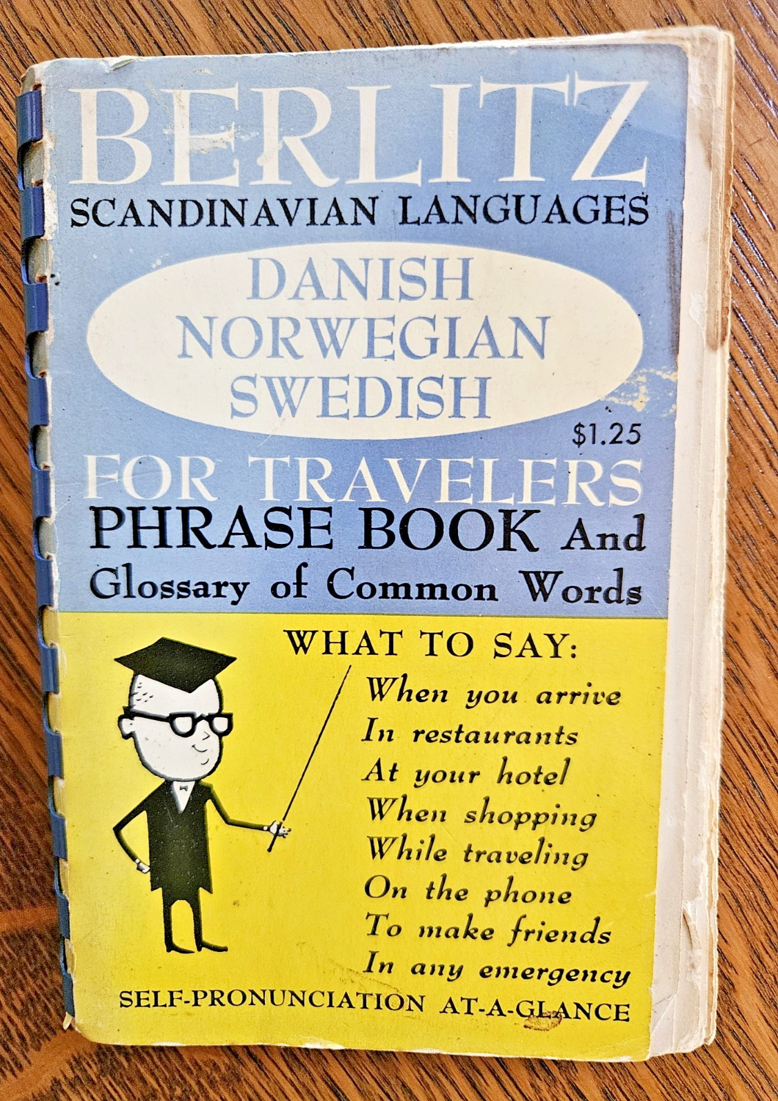 Vintage 1959 Berlitz Scandinavian Danish Norwegian Swedish Phrase Book Softcover