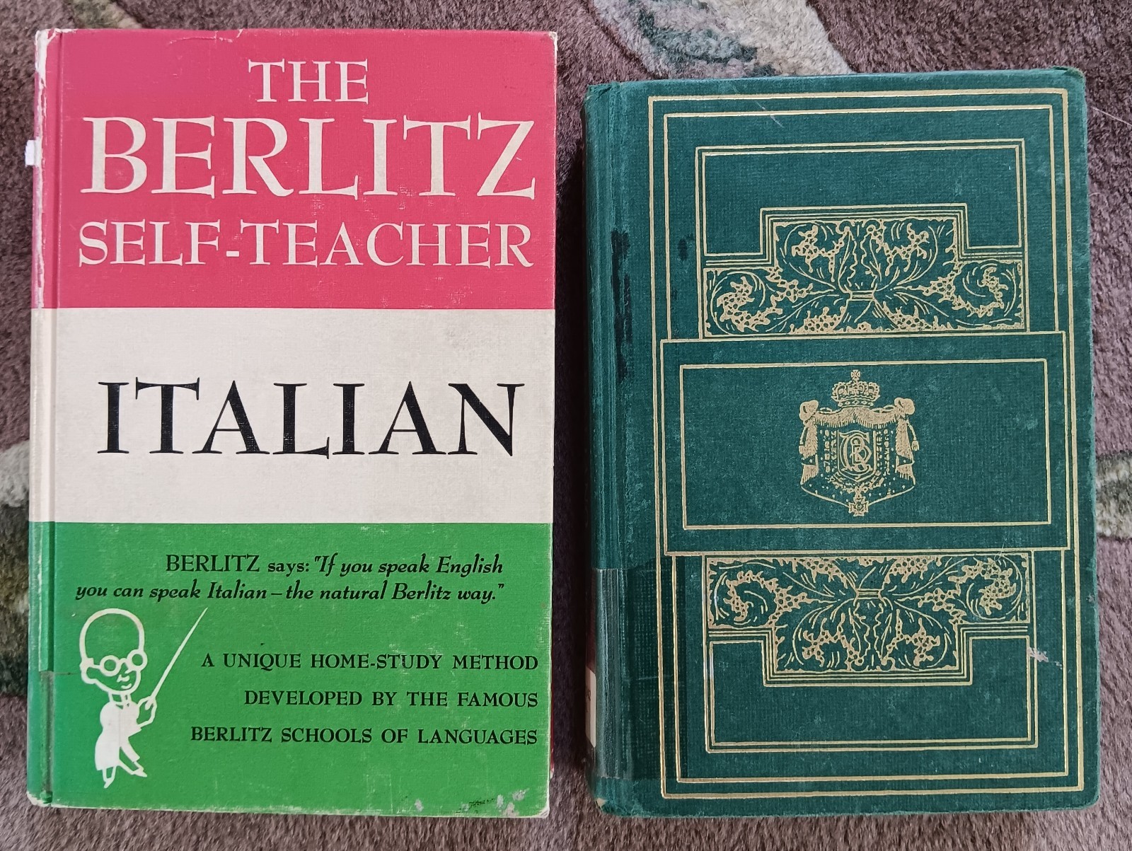 Learn To Speak Italian 2 Books Berlitz & Cortina Methods VTG HB Former Library