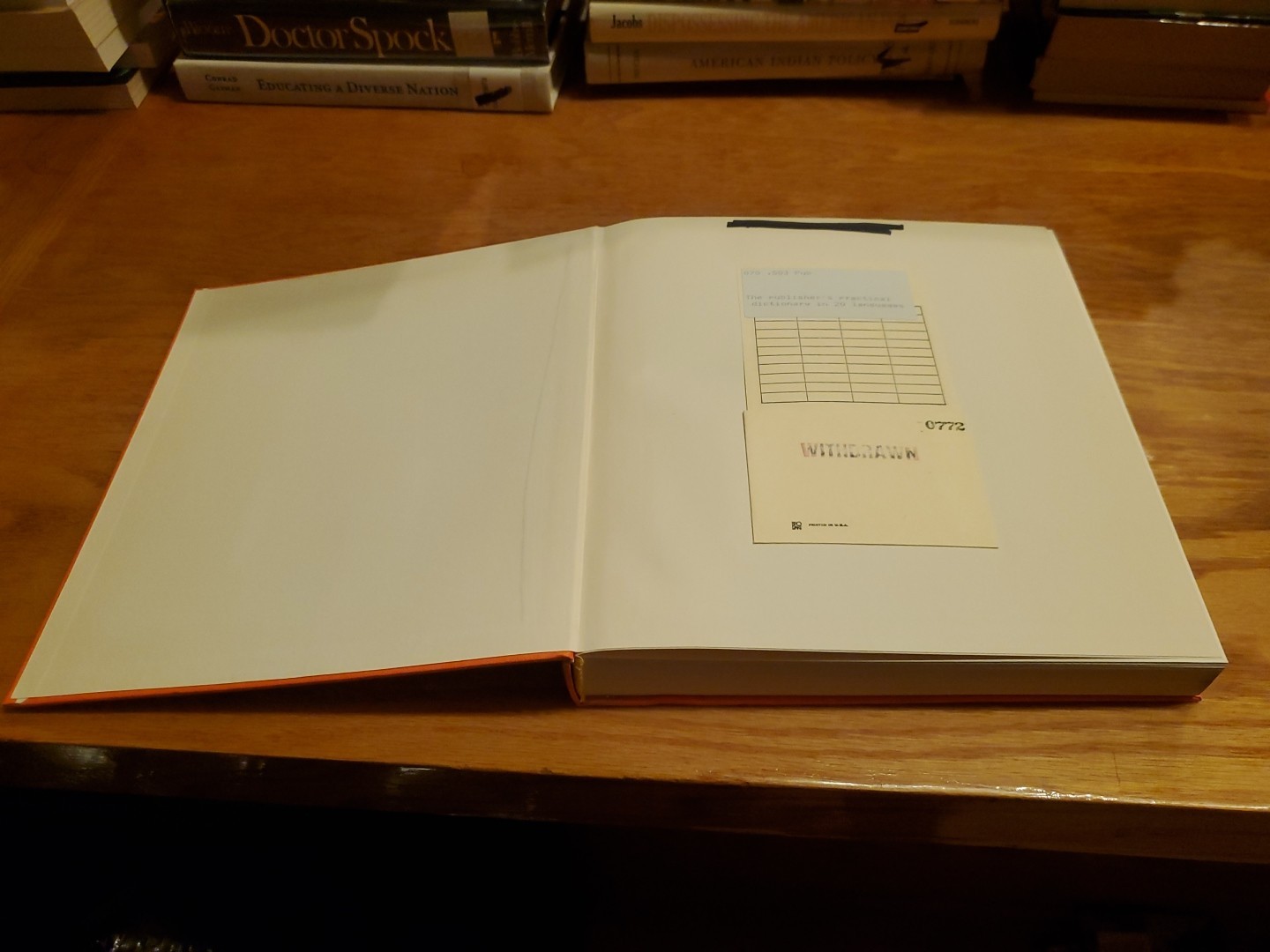 The Publisher’s Practical Dictionary in 20 Languages by Dr. Imre Mora 1974 HC