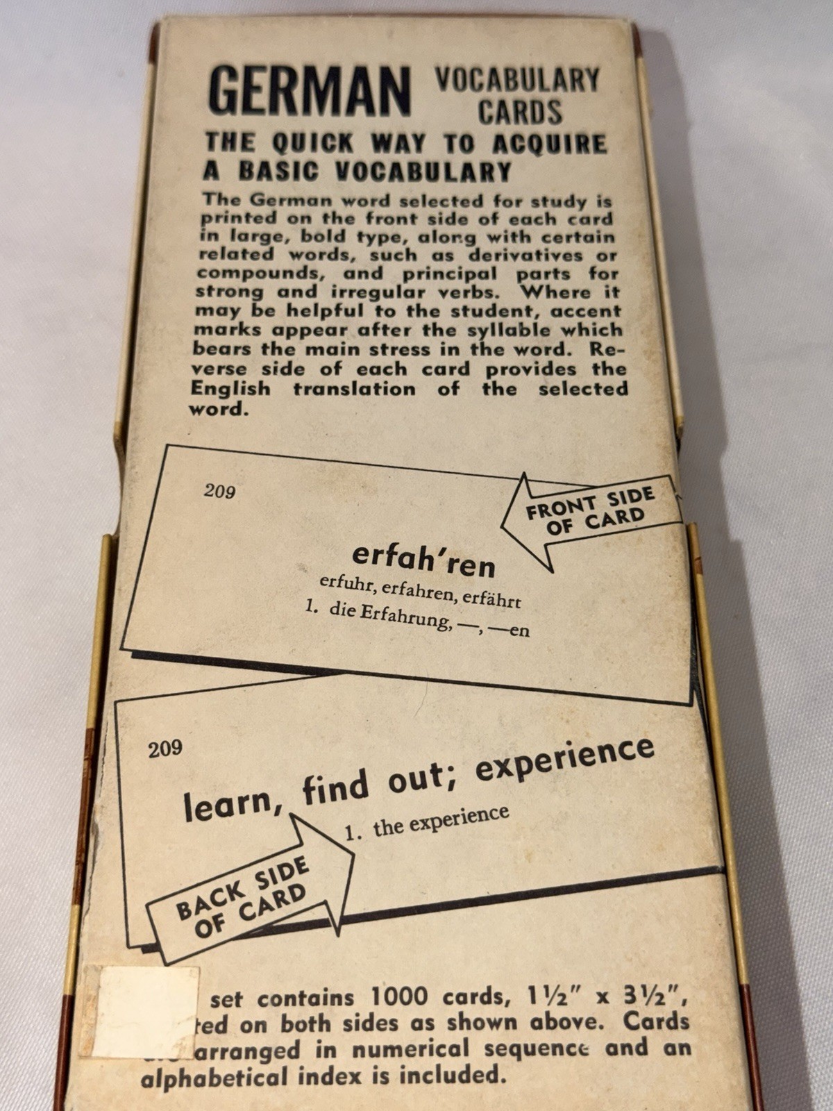 1950’s Vis-Ed German Vocabulary Cards For The Language Student New Un-Sealed