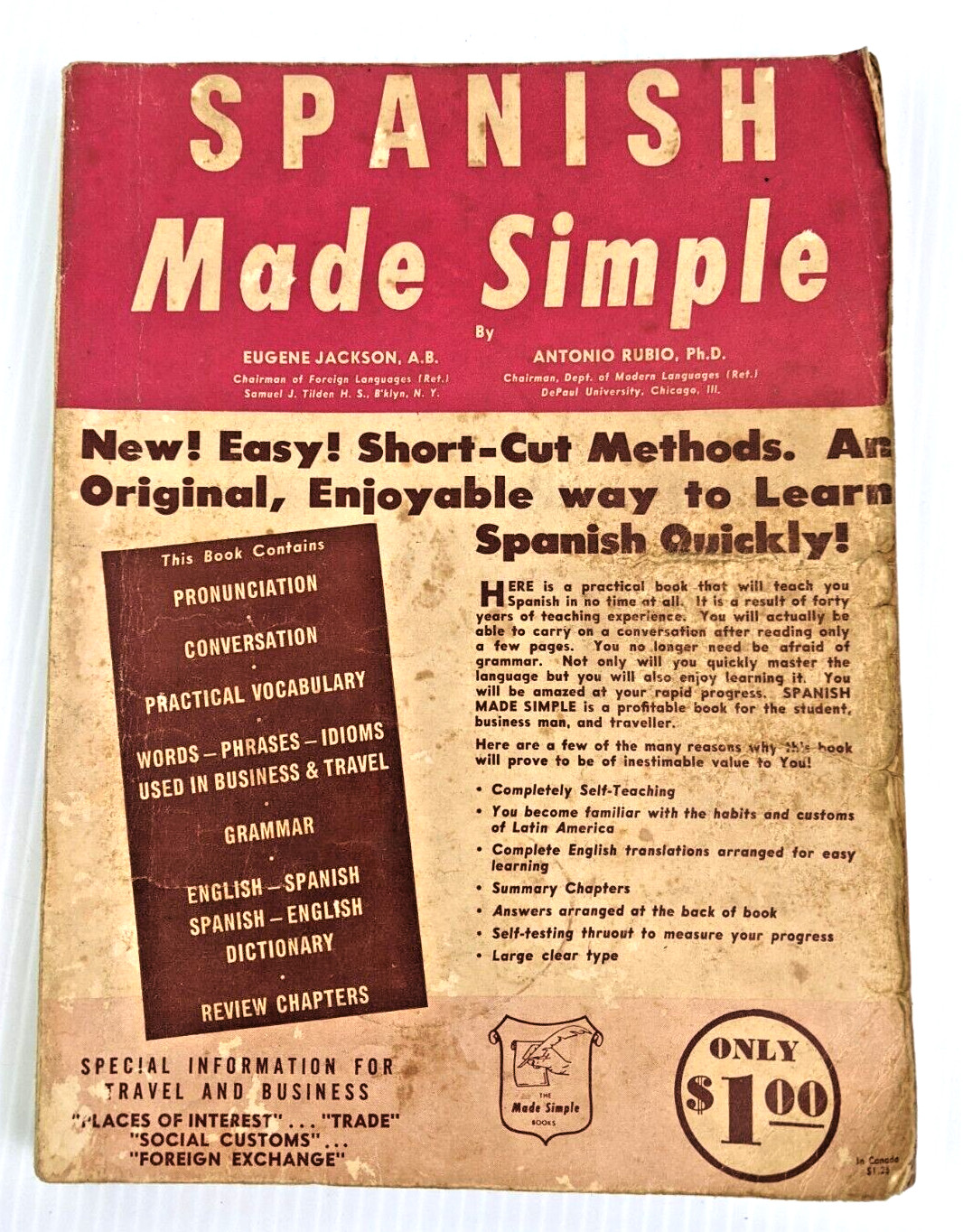 SPANISH Made Simple by Eugene Jackson 1958 Vintage Edition