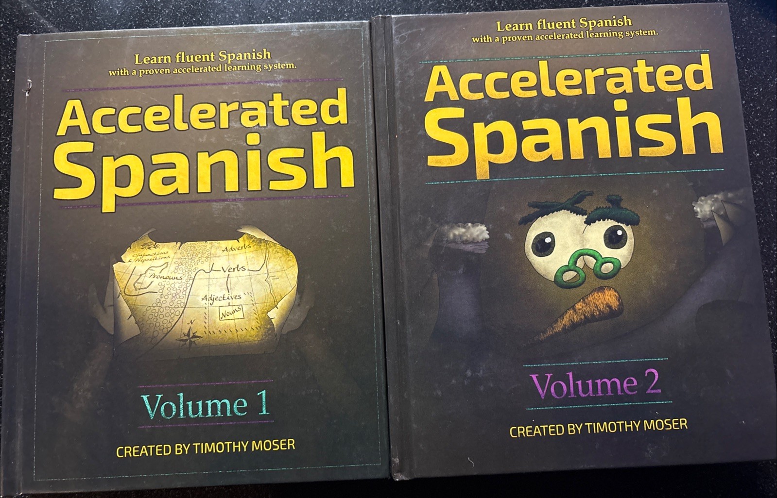 Accelerated Spanish Vol 1 & 2 Timothy Moser Hardcover Set 2016/2018 VG