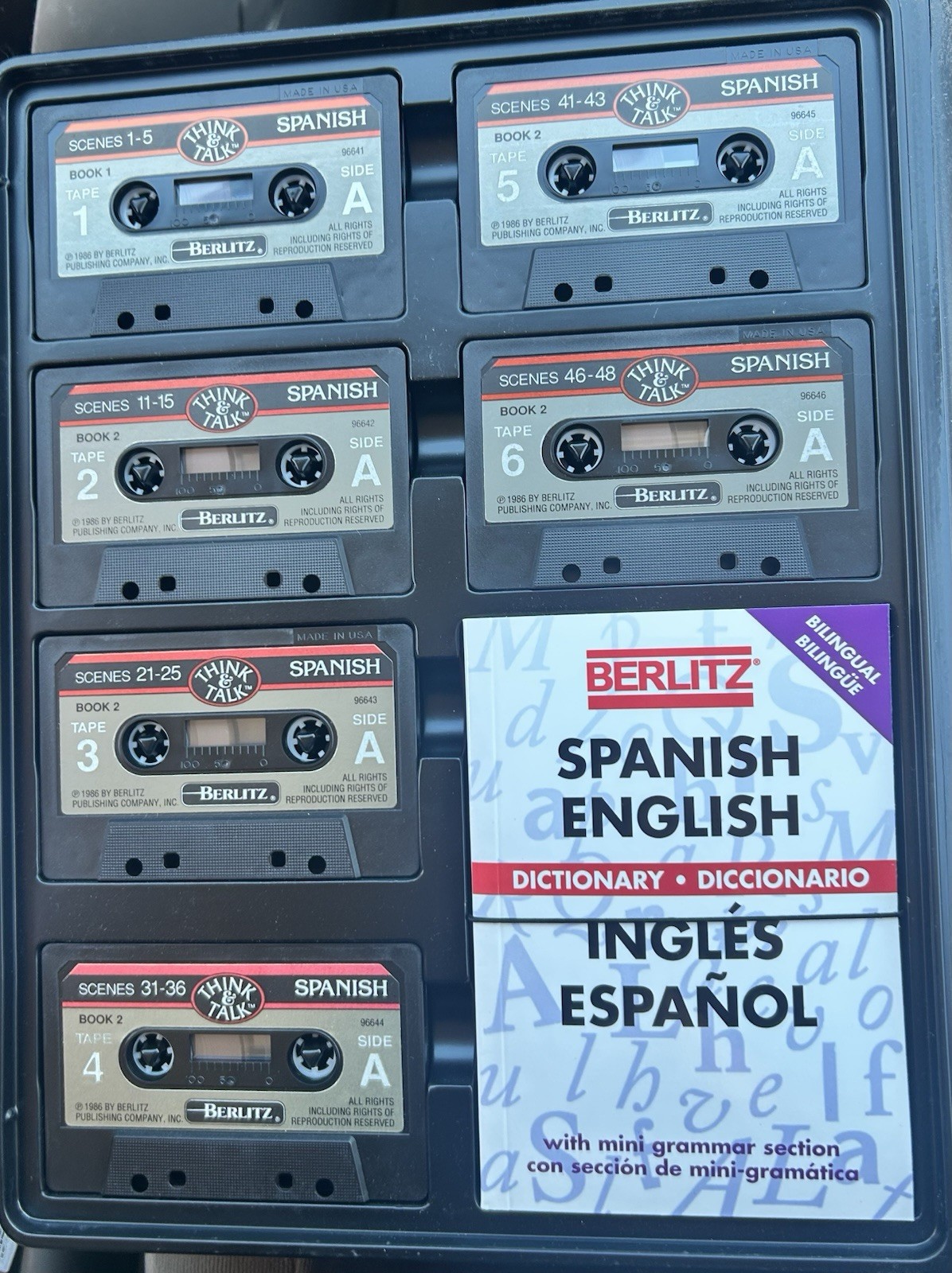Berlitz Think and Talk Spanish audio cassettes, dictionary & books-COMPLETE SET!