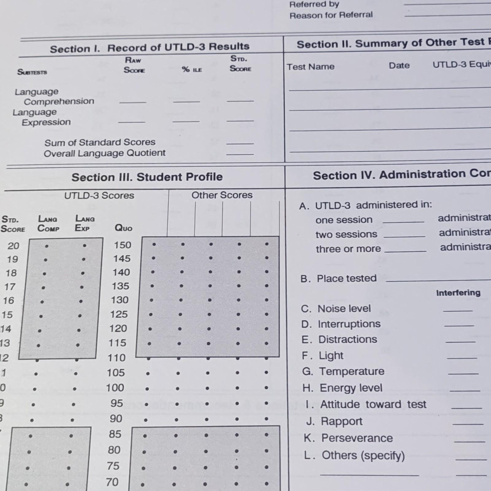 Utah Test of Language Development-3 Test Kit by Mecham, Jones + 62 blank Forms