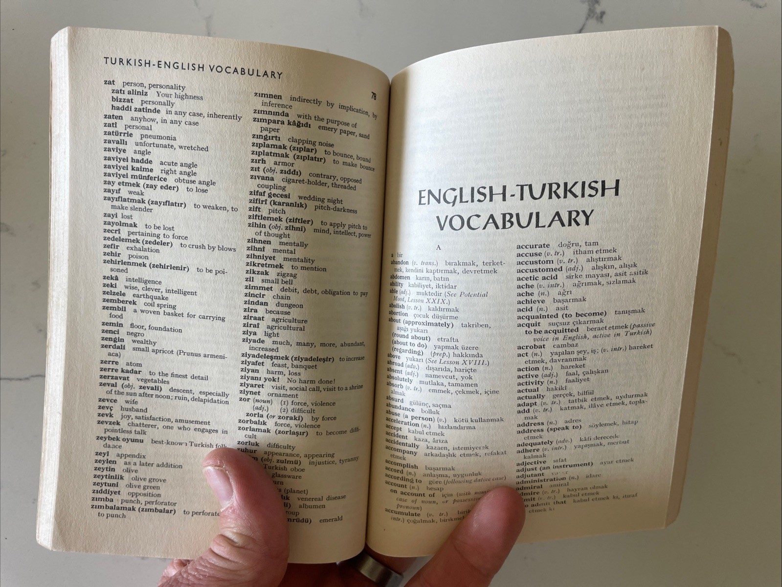 Vintage English-Turkish Vocabulary Türkçe-Ingilizce by Herman Kreider (1959 PB)