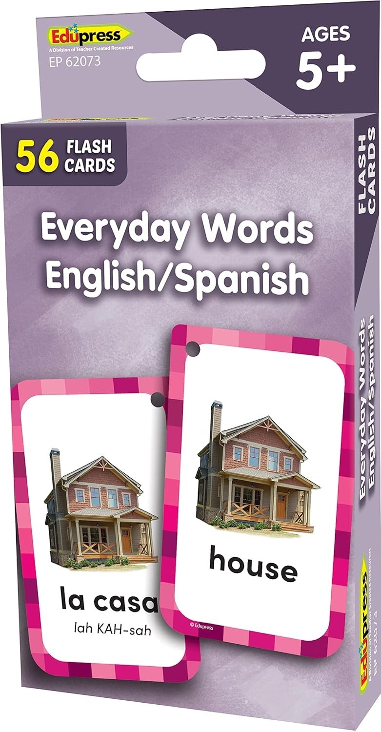 Language Skills Flash Cards: 56 Double-Sided English/Spanish Vocabulary Cards