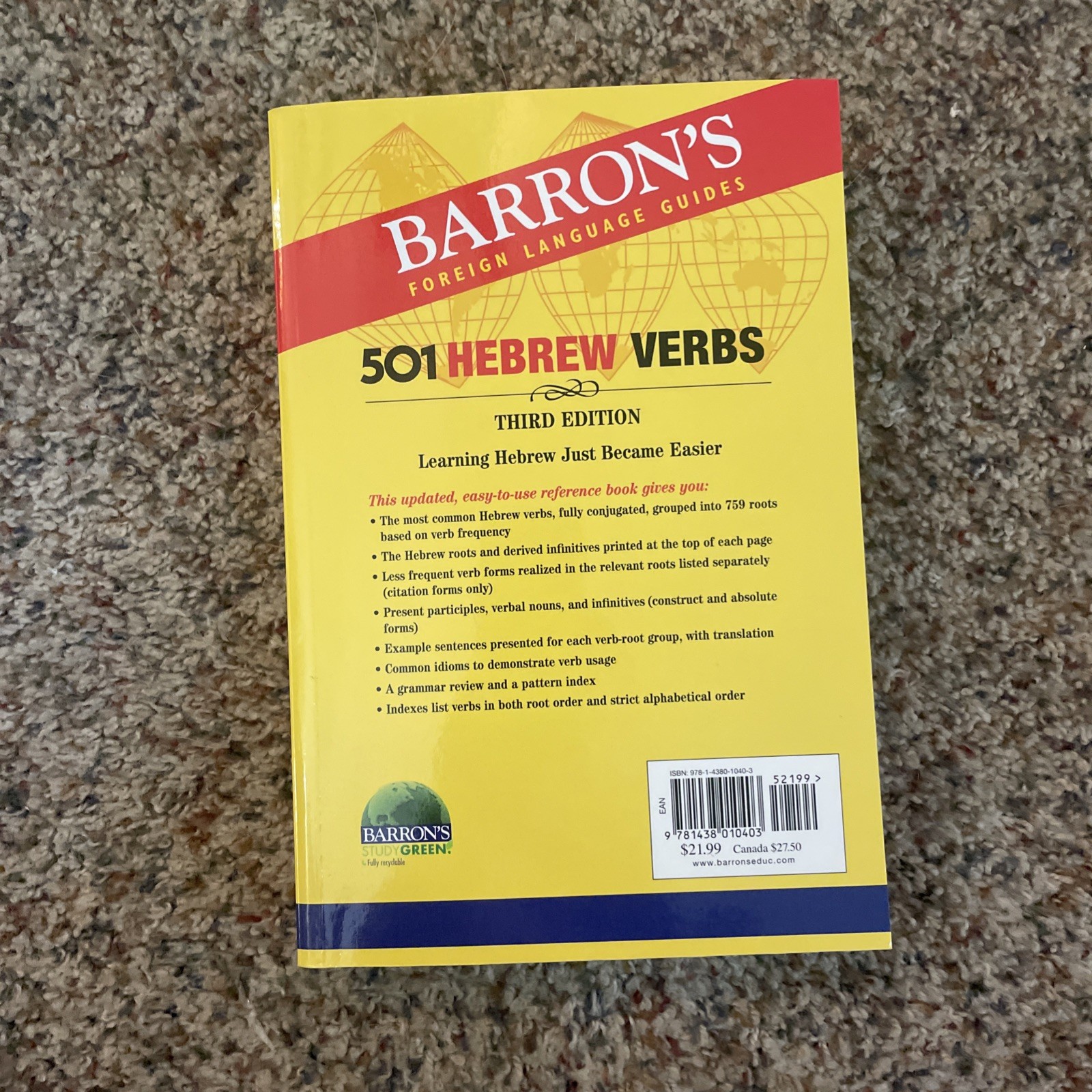 501 Hebrew Verbs by Bolozky, Shmuel
