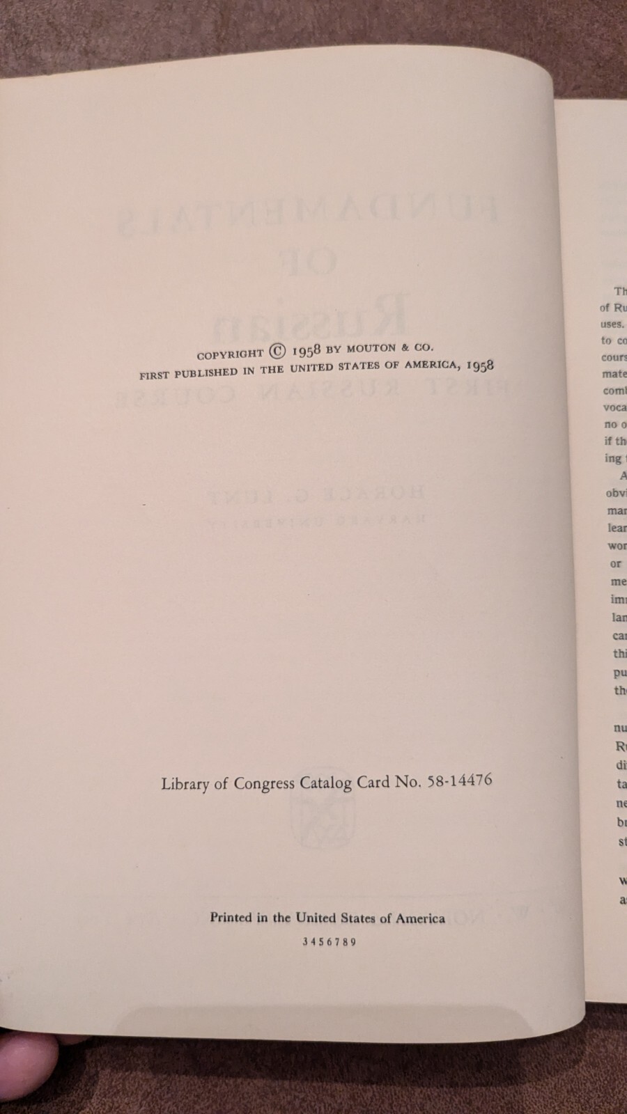 Fundamentals of Russian – Hard Cover textbook by Horace G. Lunt published 1958