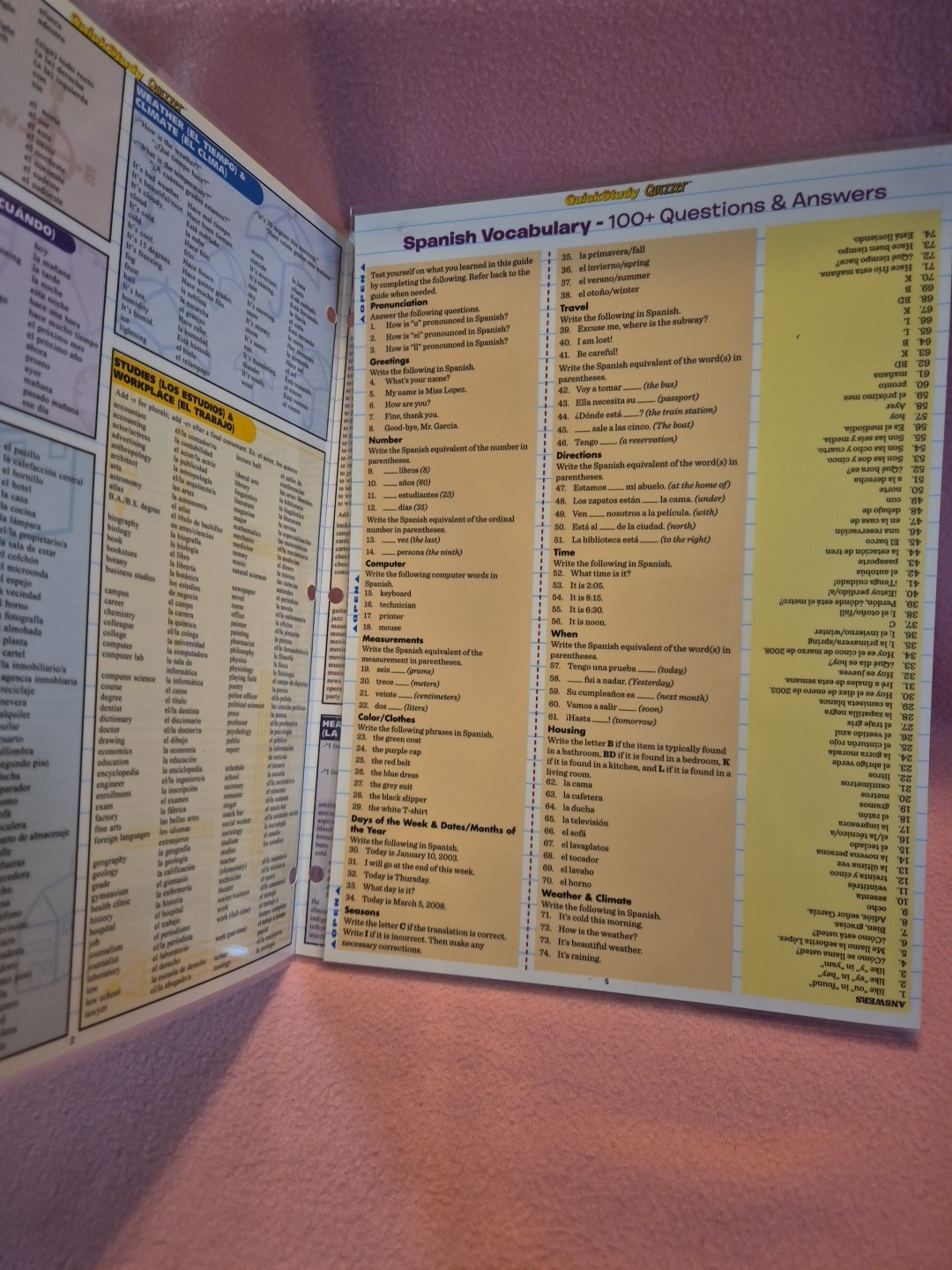 Spanish Vocabulary Quizzer by Liliane Arnet (2011, Book, Other)