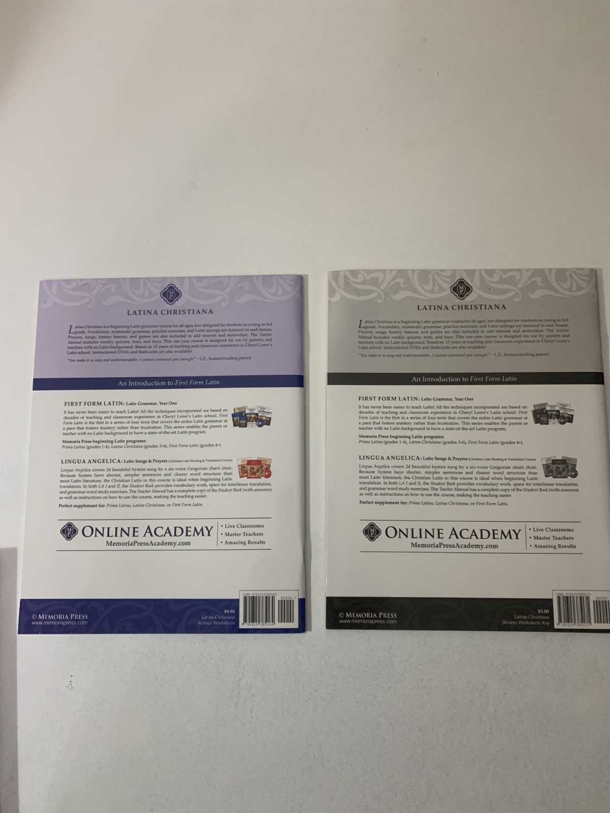 Memoria Press Latina Christiana 4th Ed lot classical education homeschool Latin