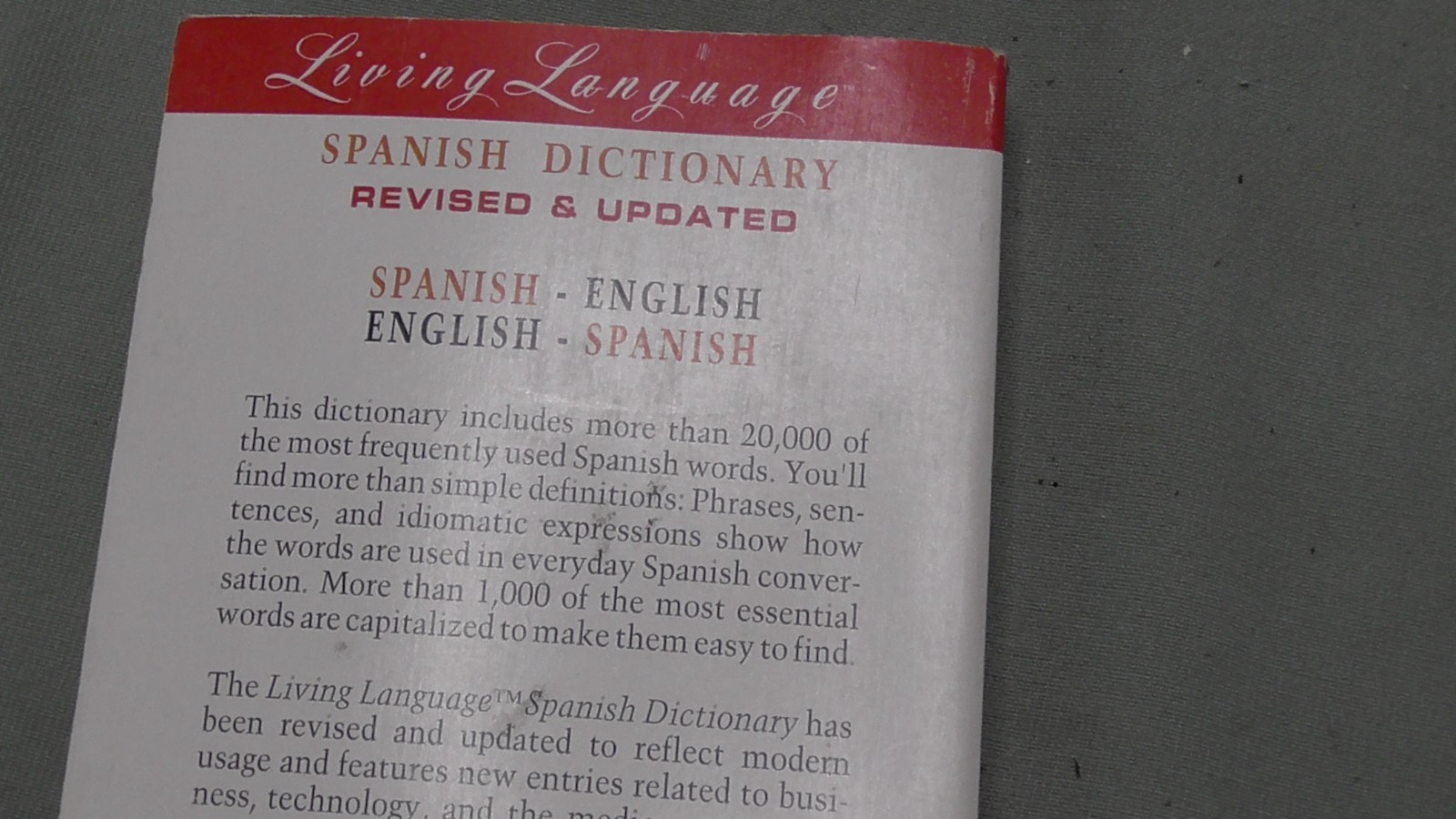 Spanish Dictionary, Revised & Updated Edition (Living Language) – VERY GOOD