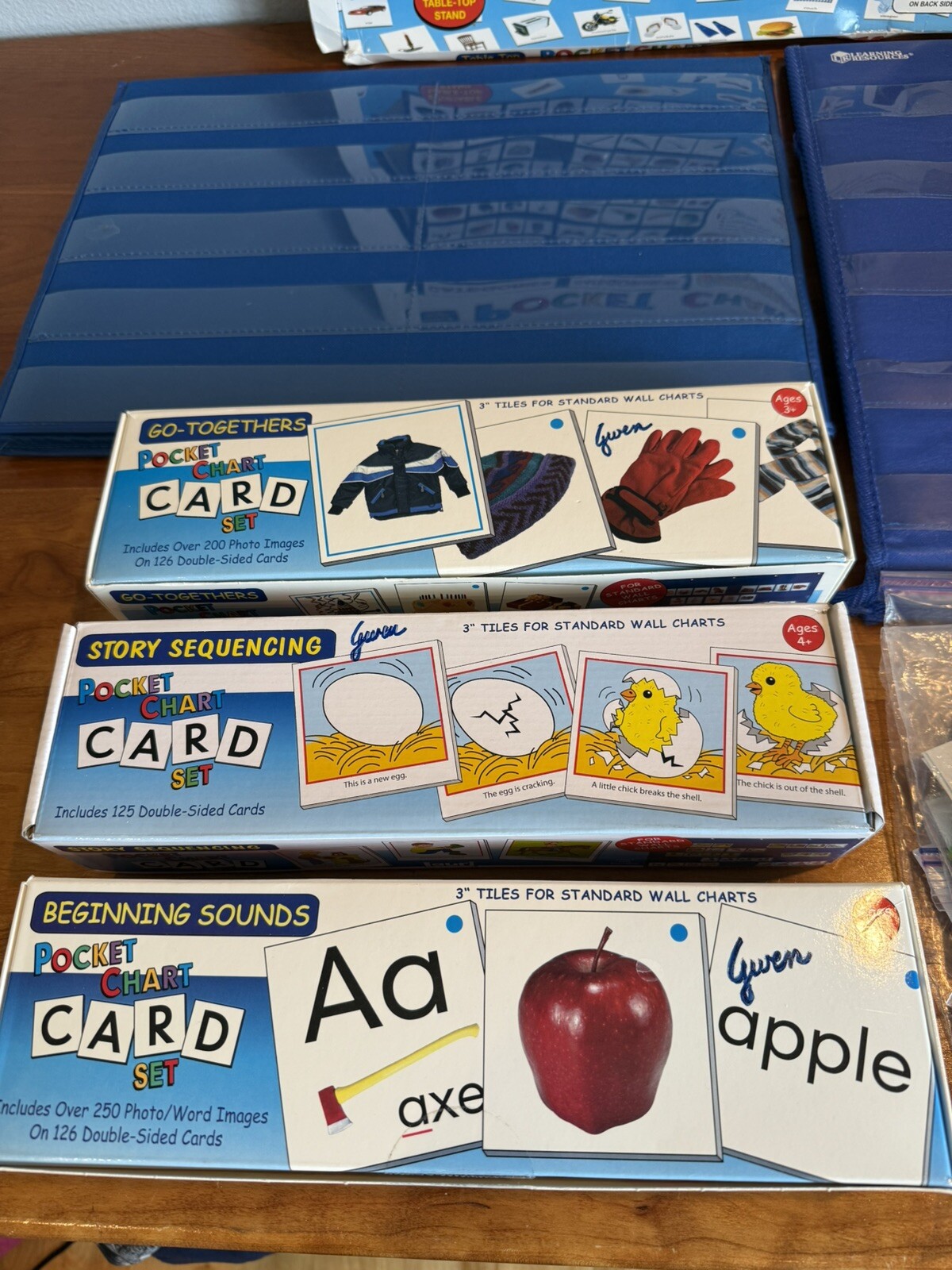 Large complete boxed sets of Pocket Chart language learning activities excellent