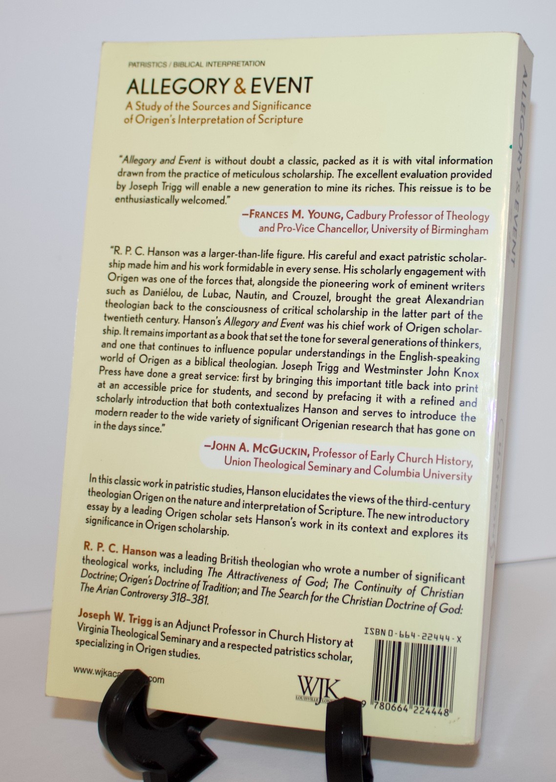 ALLEGORY & EVENT – BY R.P.C. HANSON – 2002 FIRST EDITION PAPERBACK BOOK
