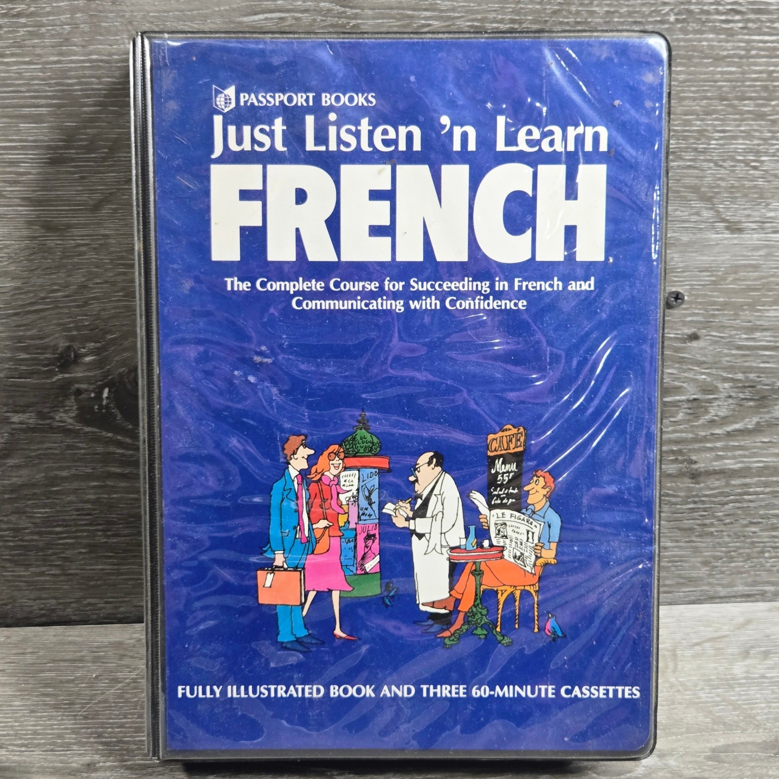 Passport Books Just Listen ‘n Learn French Language Course 3 Cassettes Book Blue