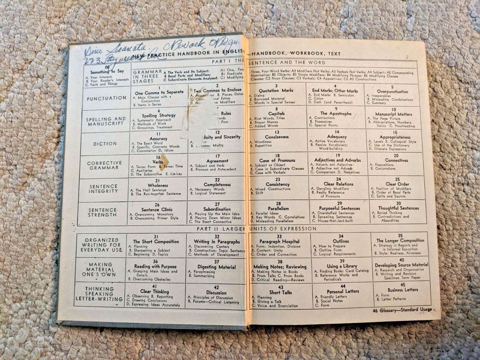 New Practice Handbook In English 1st Edition 1949 Vintage