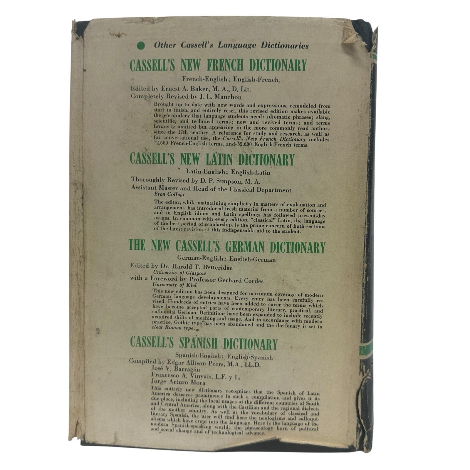 Cassell’s Italian Dictionary (Italian- English) (English- Italian) Funk Wagnalls