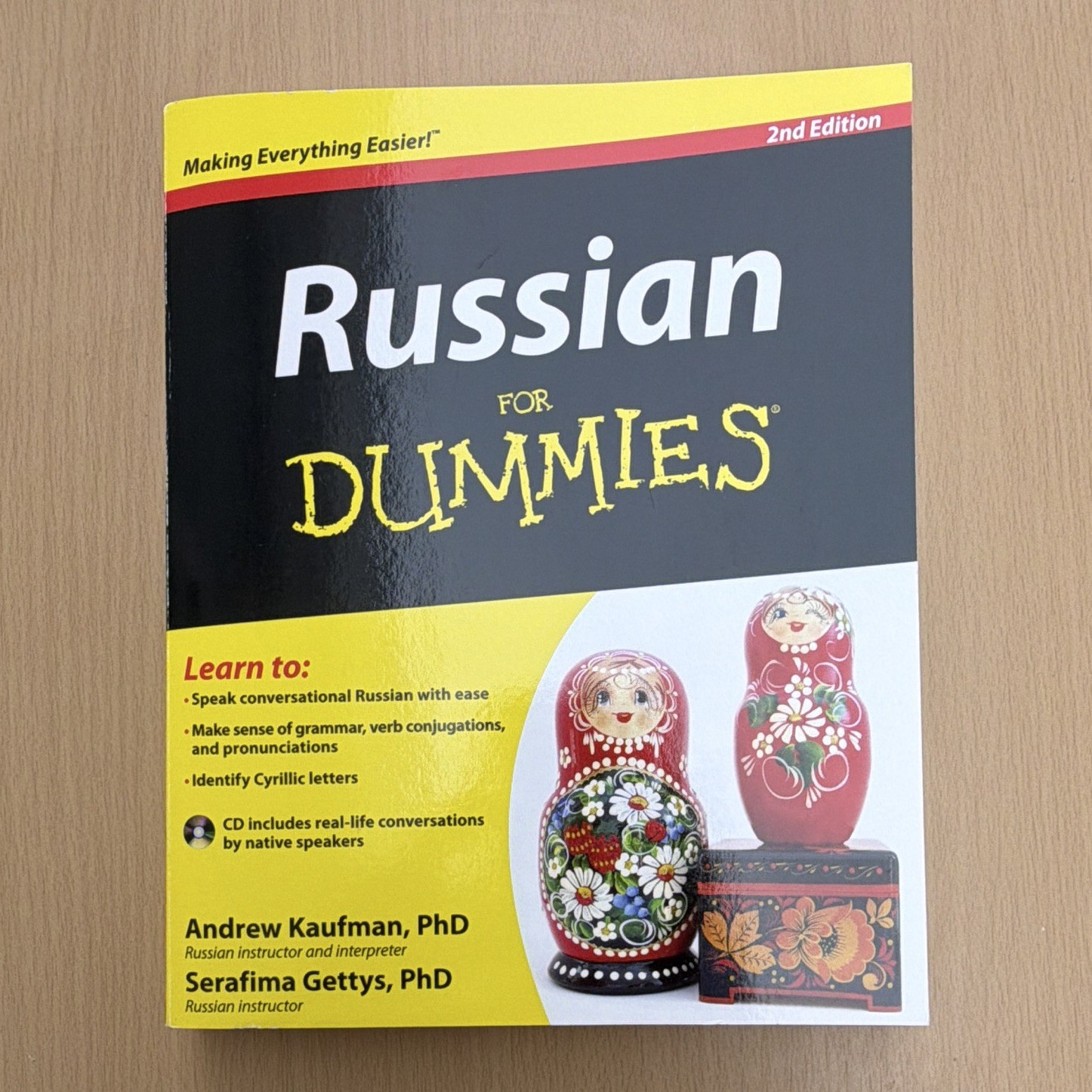 Russian For Dummies 2nd Ed Paperback + Audio CD Kaufman & Gettys (Wiley)