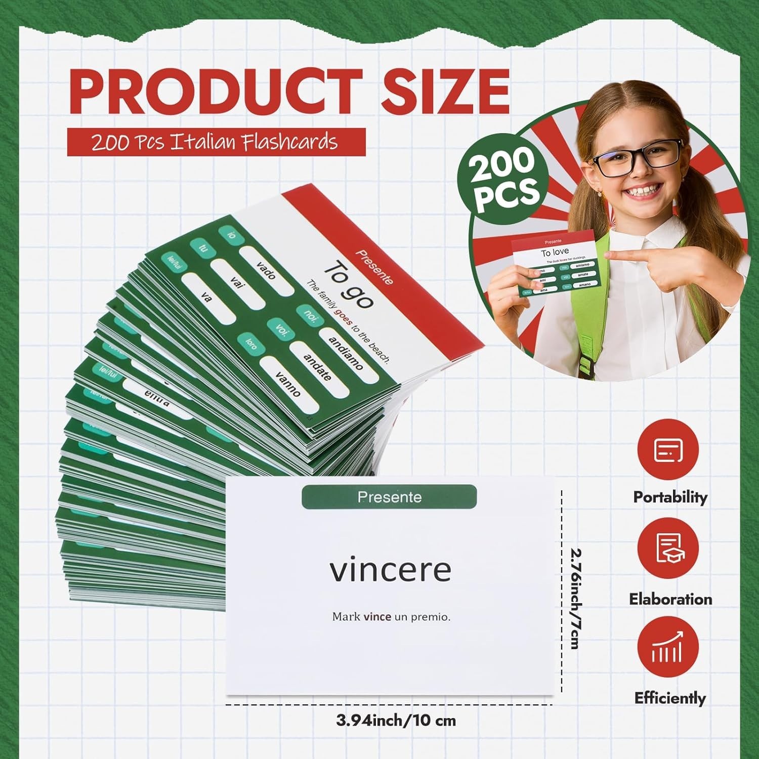 Educational Gift: 200 Italian Flashcards for Improving Language Skills in Adults