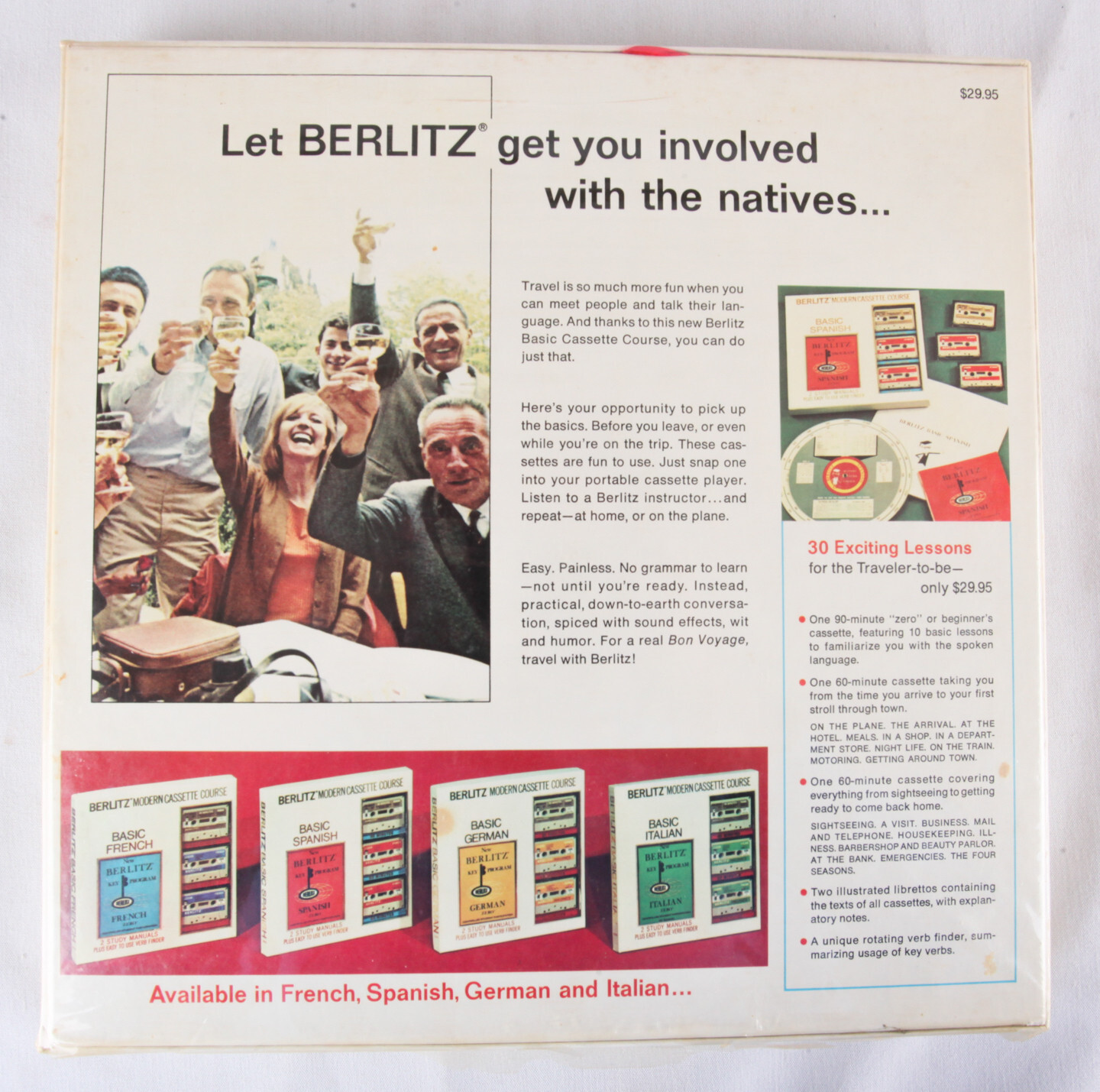 NOS Basic Spanish, Berlitz Modern Cassette Course, Sealed, 1960