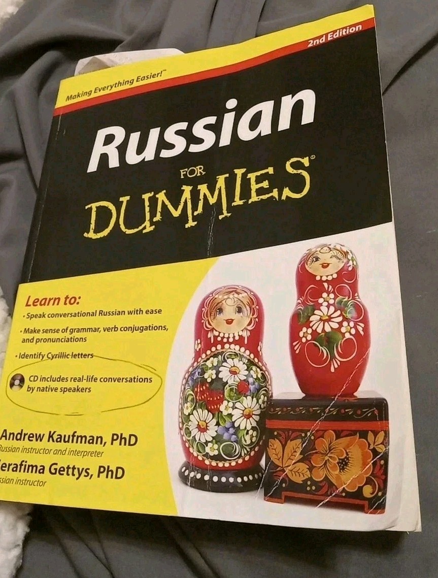 Wiley Russian For Dummies Language 2nd Ed. Paperback Andrew Kaufman PhD+Dvd….