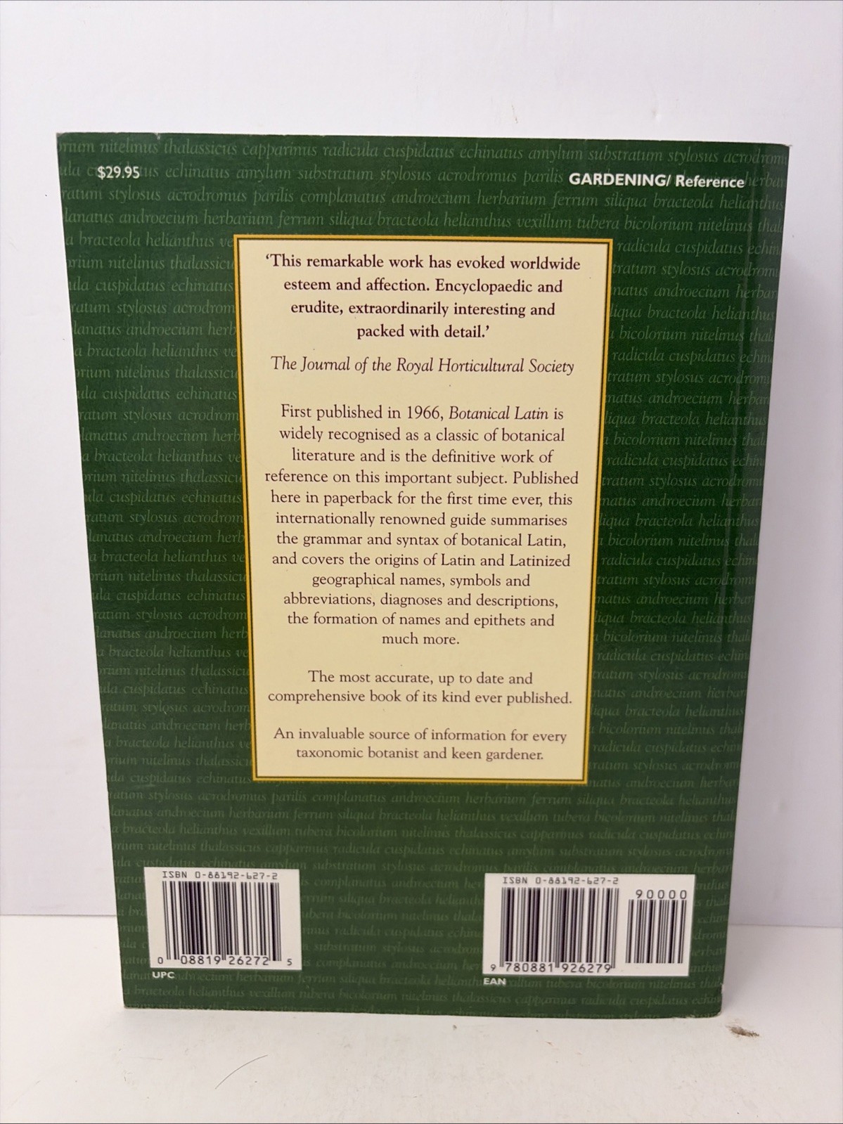 Botanical Latin by William T. Stearn 2004 Trade Paperback Revised Fourth edition