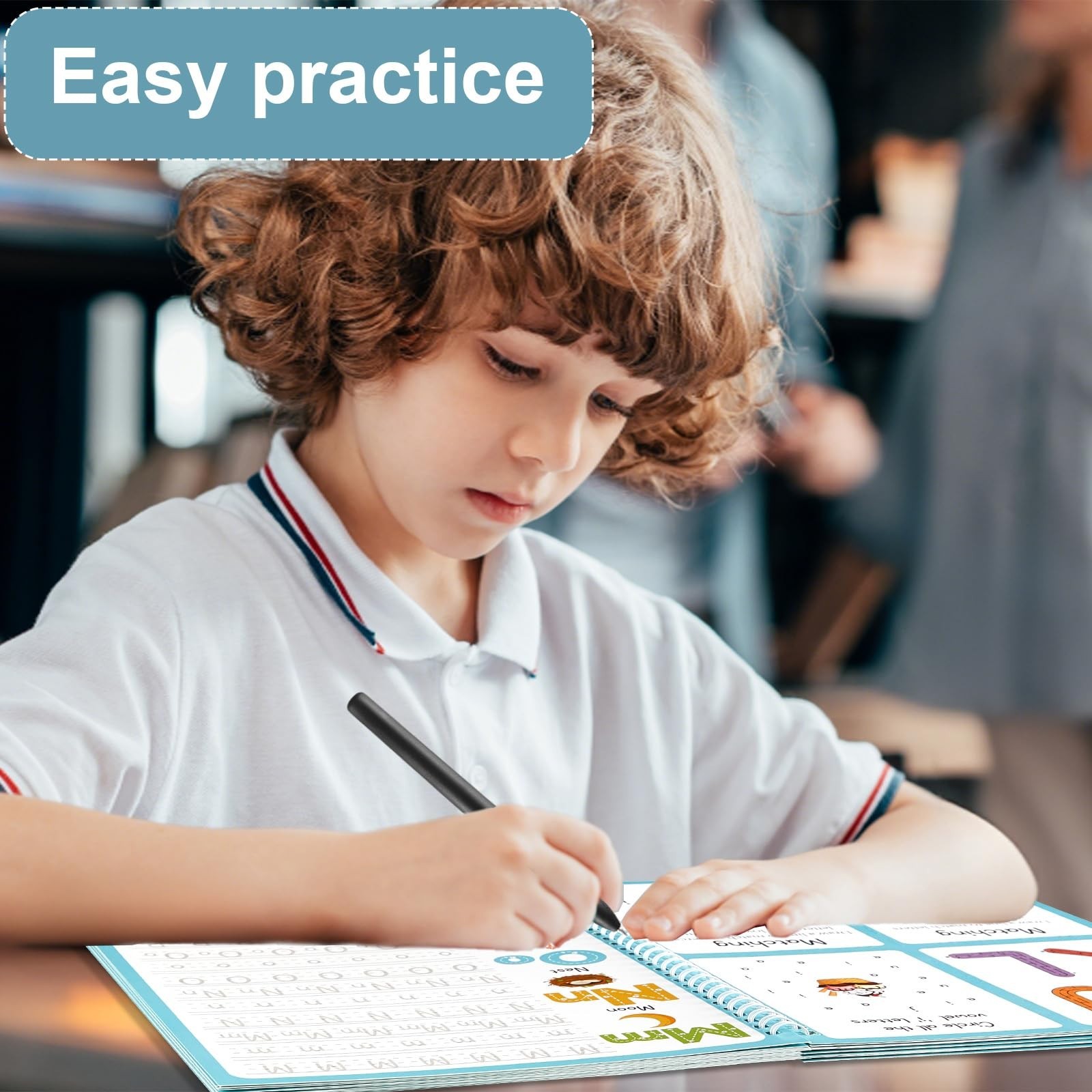 Magic Grooved Writing Practice Copybook Set – 6 Reusable Tracing Books with Ink