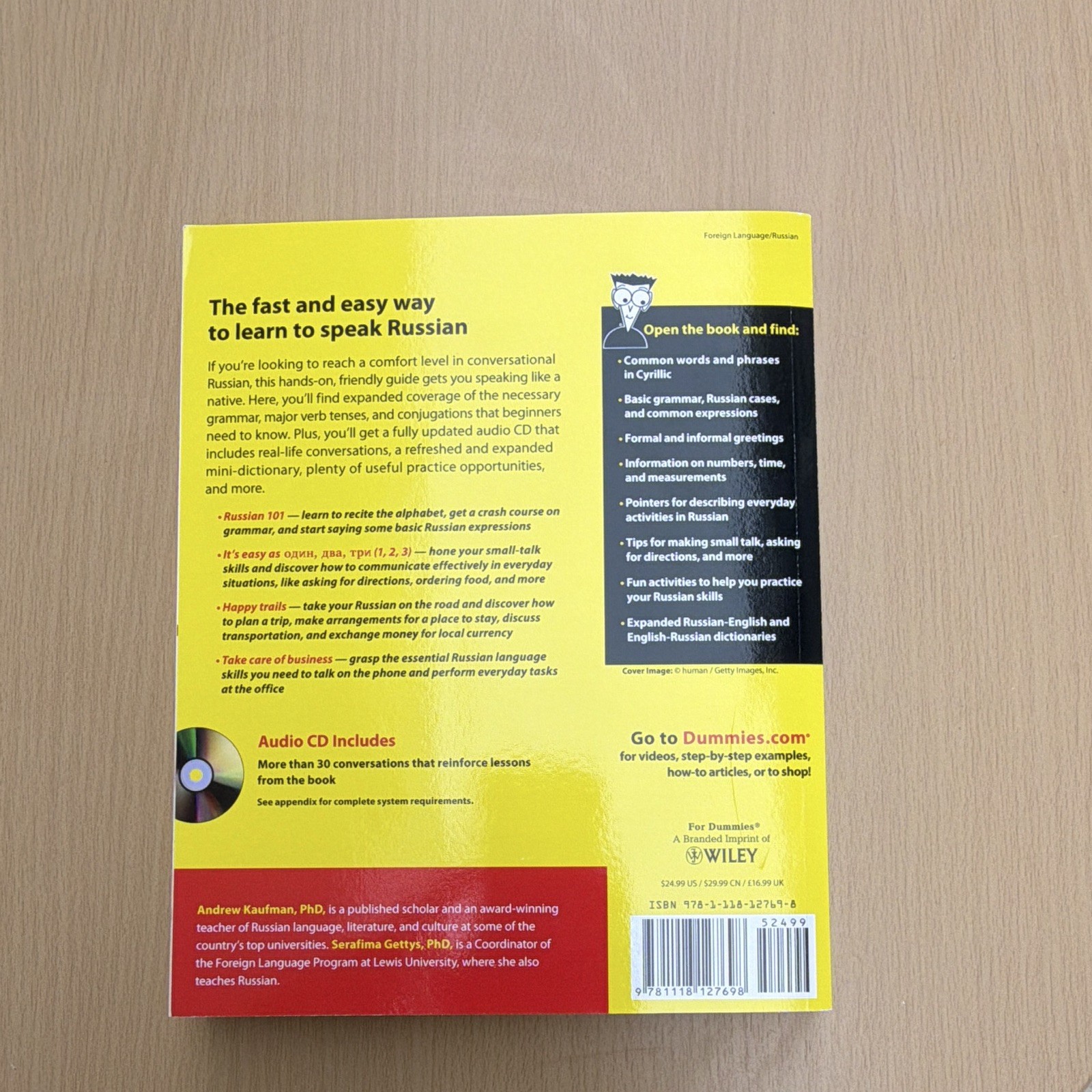Russian For Dummies 2nd Ed Paperback + Audio CD Kaufman & Gettys (Wiley)