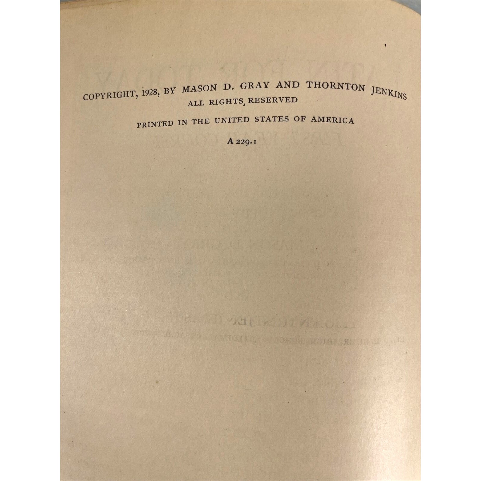 Latin for Today First-Year Course Textbook by Gray & Jenkins – 1928 Edition