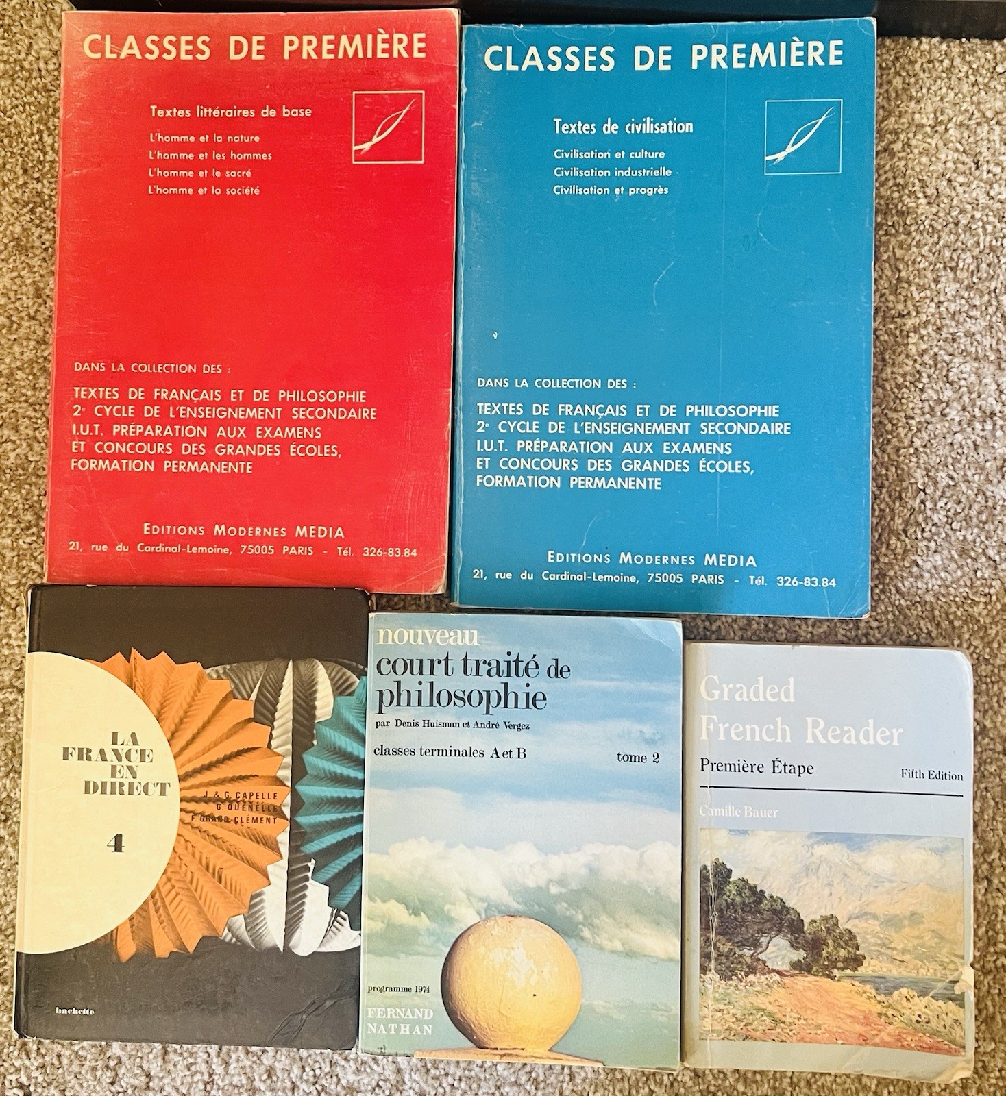Lot Of 5 livres en francais Court Traite Graded French Reader Etc Nicely Kept