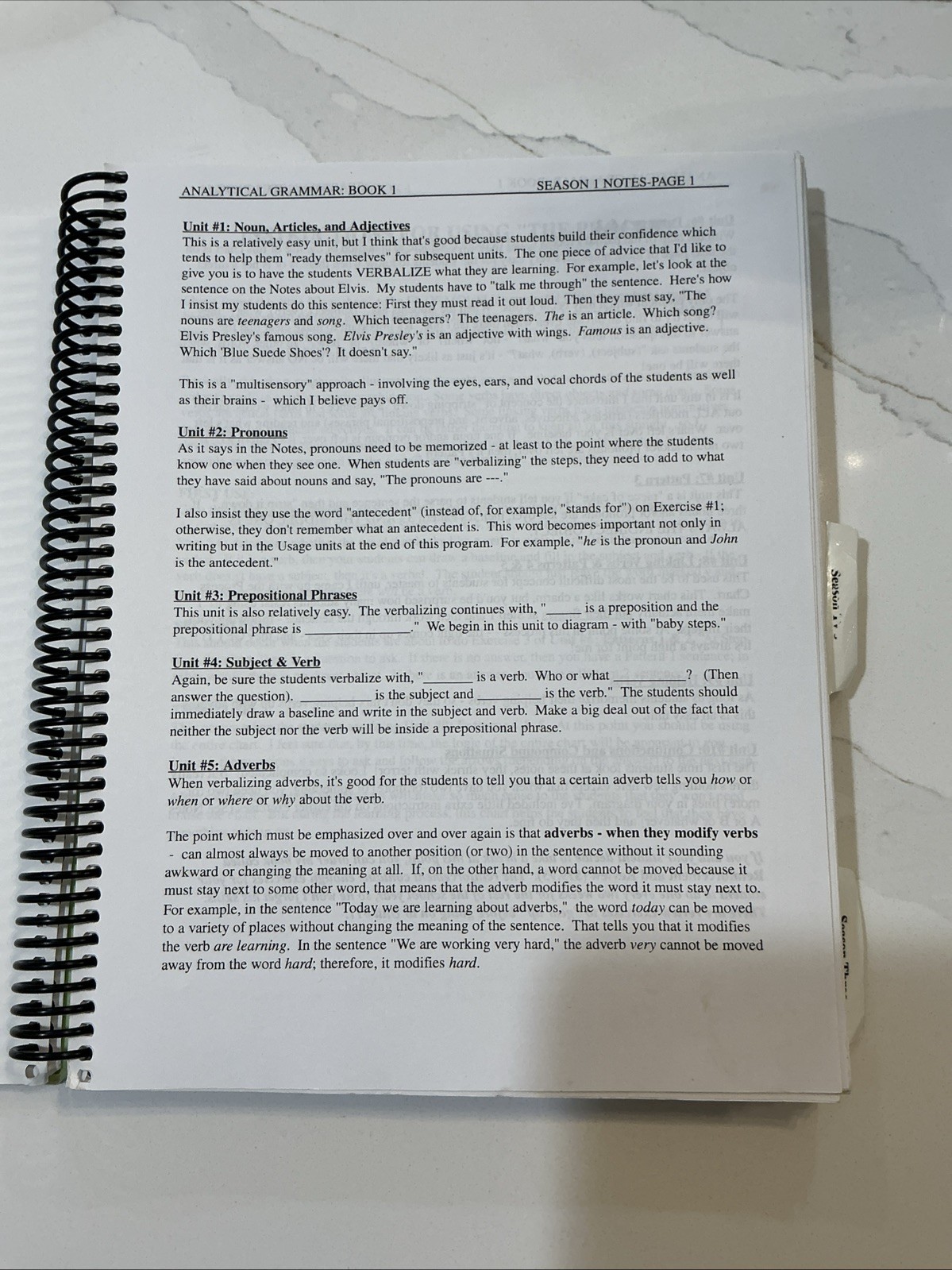 Analytical Grammar TEACHER BOOK Systematic Approach by Robin Finley Language