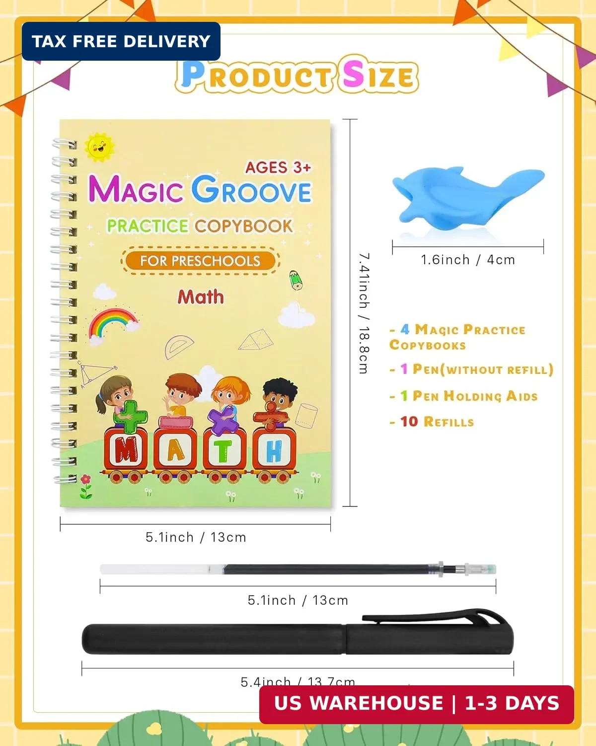 Magic Practice Copybook, Reusable Writing Practice Book, Handwriting Aid for Pre