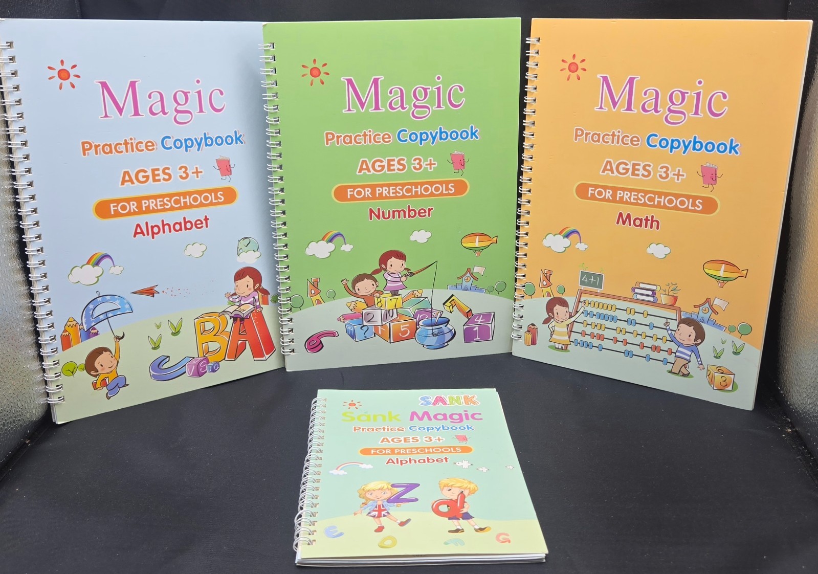 4pc Magic Grooved Practice Copybook, Reusable Grooved Writing Books, Handwriting