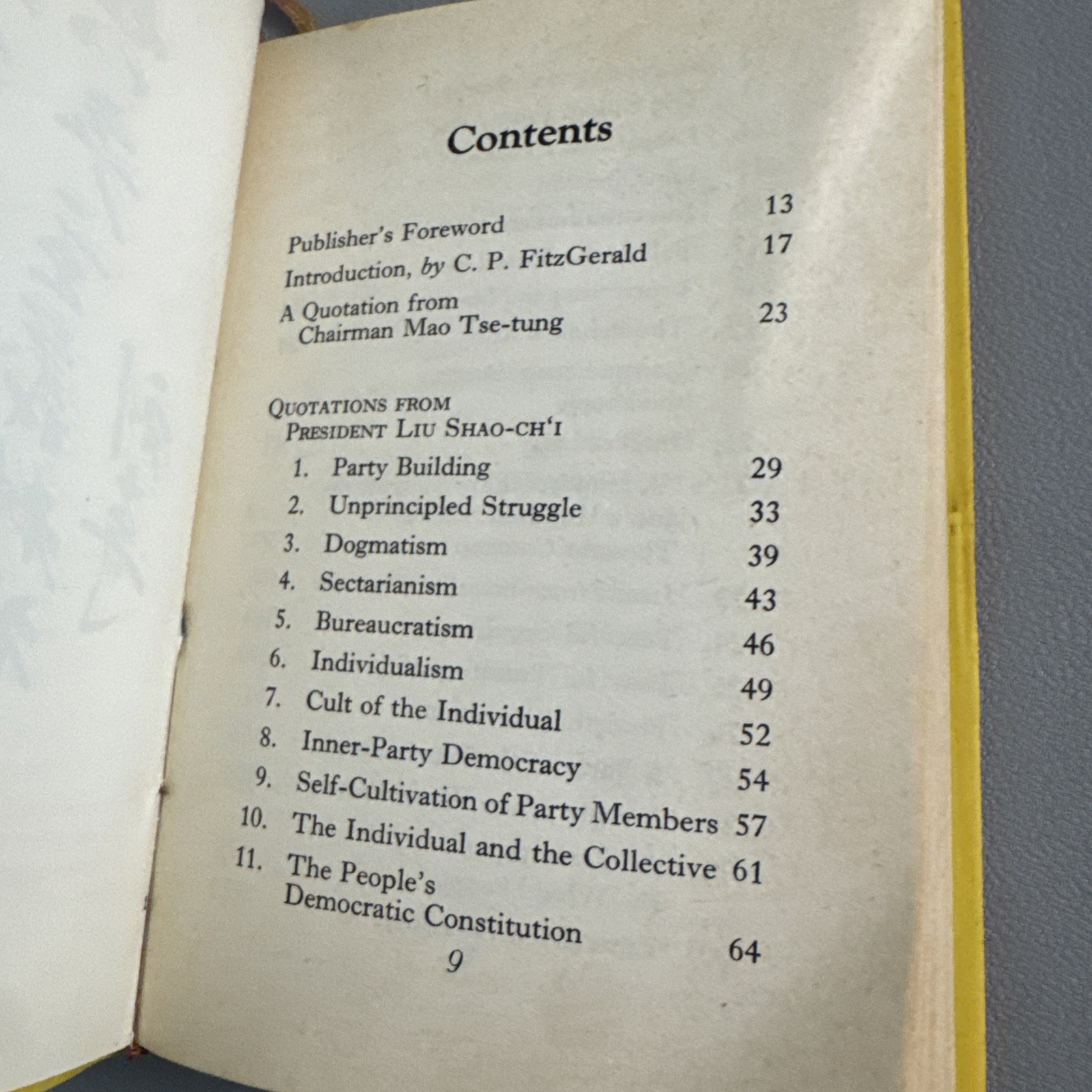 Quotations From President Liu Shao Chi VTG China Cultural Revolution Yellow Book