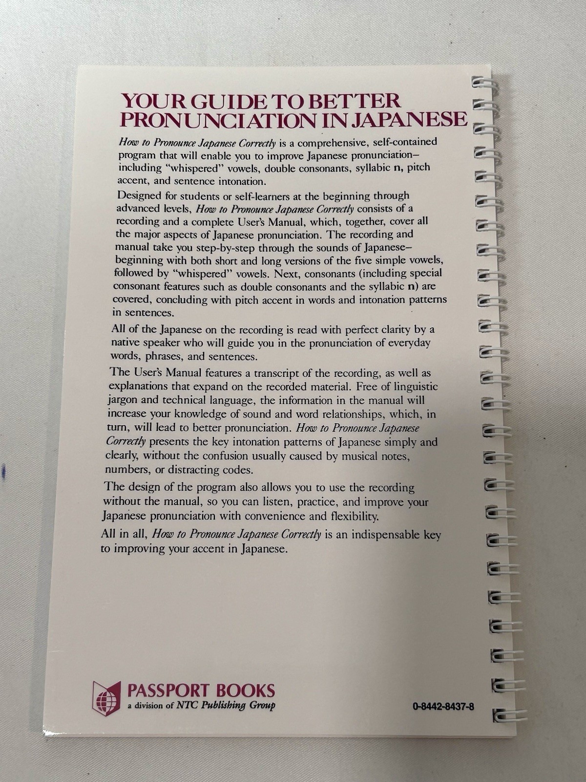 How to Pronounce Japanese Correctly~Book & Cassette Set~Brand New~Passport Books