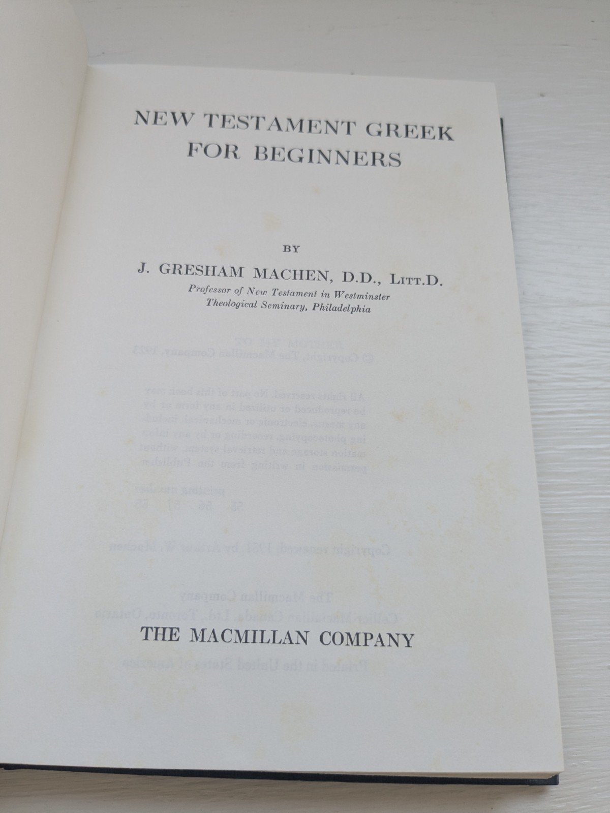 Nice Copy New Testament Greek for Beginners J Gresham Machen 1951 HB