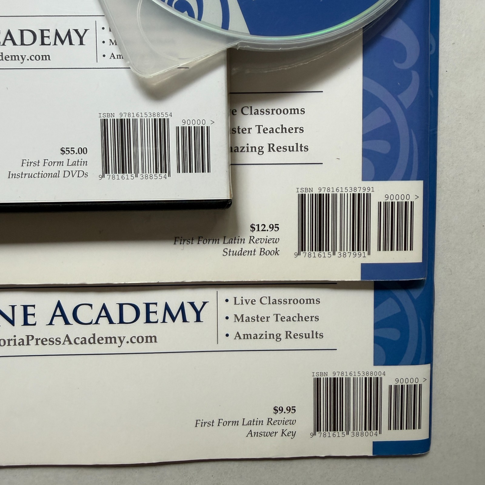 First Form LATIN Instructional DVDs Year One + Review Answer Key Memoria Press