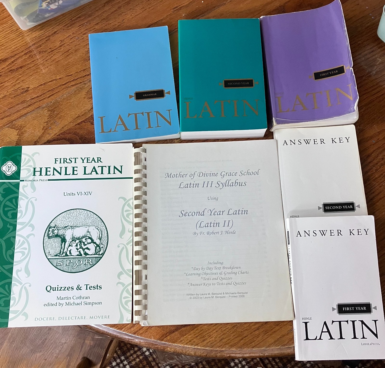 Henle Latin set Year 1 and 2 texts and answers, grammar, and 2 bonus items
