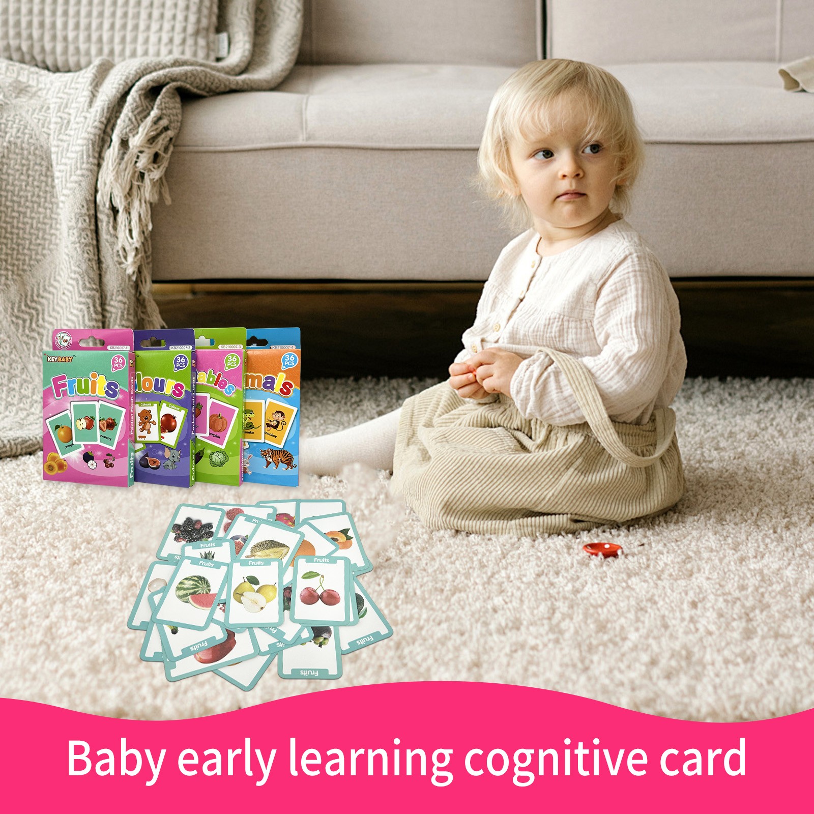 Toddler Educational Flashcards 4 Themes Baby Enlightenment English Learning Card