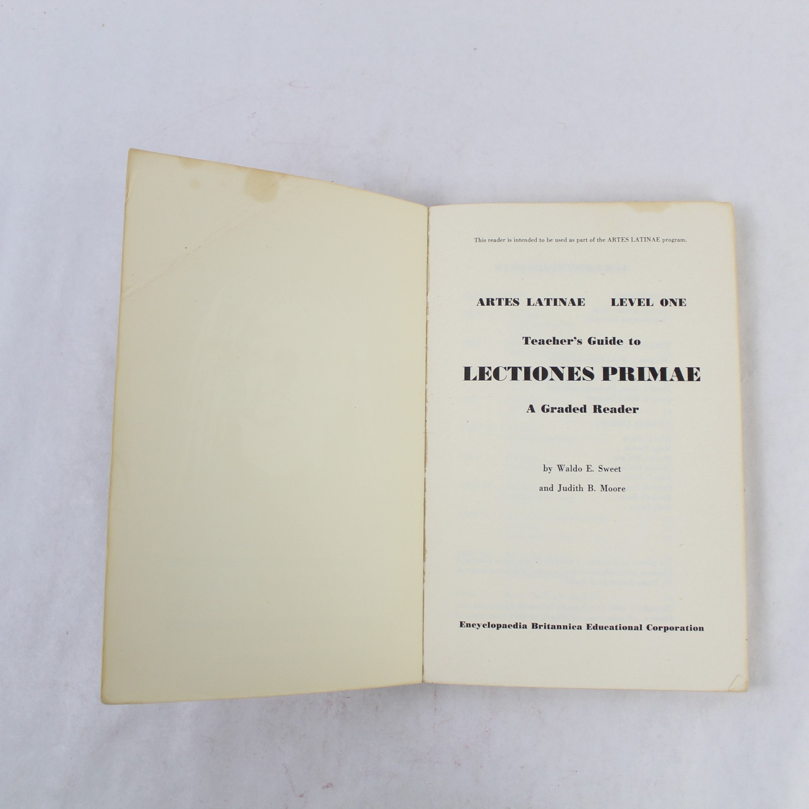 Lectiones Primae Teacher’s Guide Level One A Graded Reader 1968 – Pre-Owned