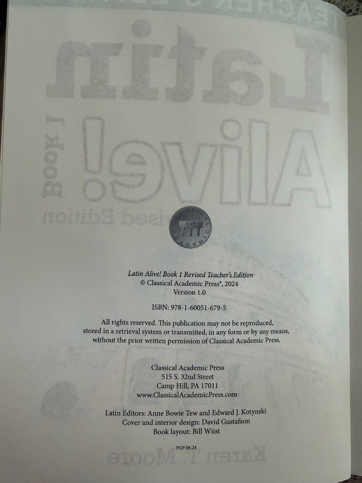 Latin Alive! Book 1 Revised Edition TEACHER’S EDITION