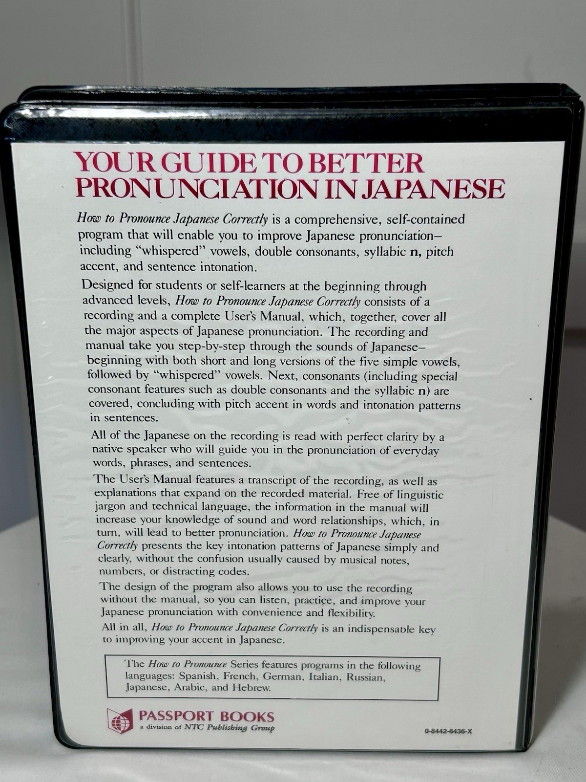 How to Pronounce Japanese Correctly~Book & Cassette Set~Brand New~Passport Books