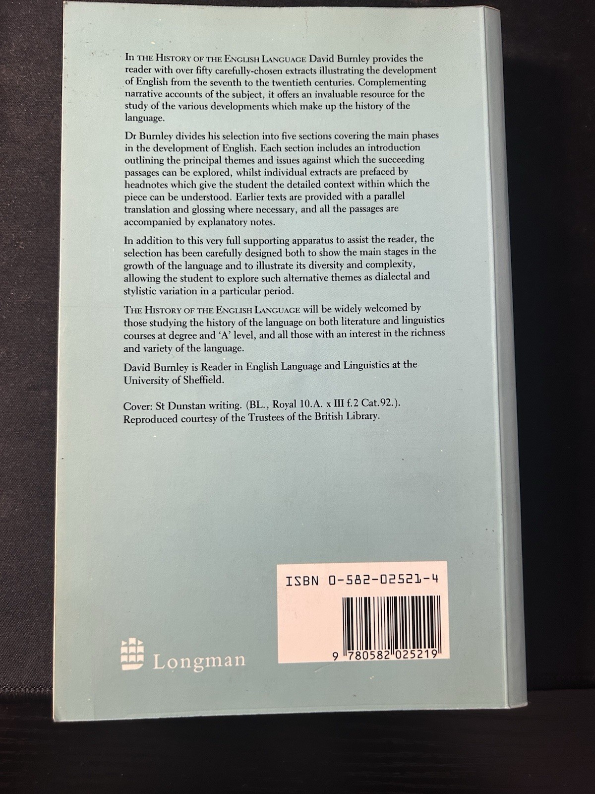 1st Edition The History of the English Language : A Source Book by David Burnley