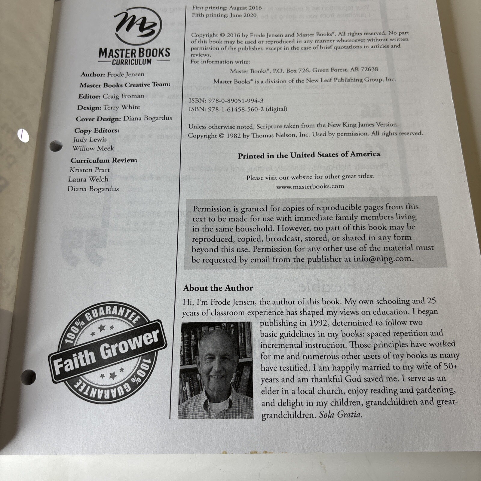 Jensen’s Punctuation Study Guide Master Books Curriculum 2016 Pre-Owned.