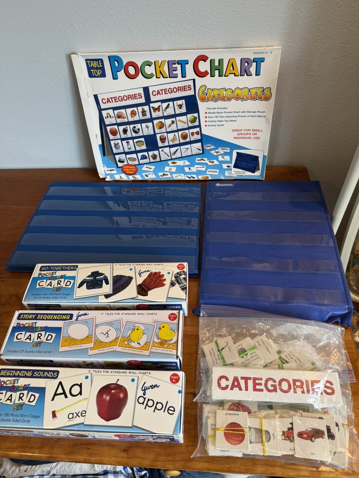 Large complete boxed sets of Pocket Chart language learning activities excellent