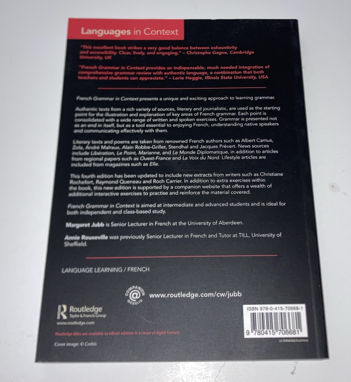 French Grammar In Context Fourth Edition By Margaret Jubb & Annie Rouxeville