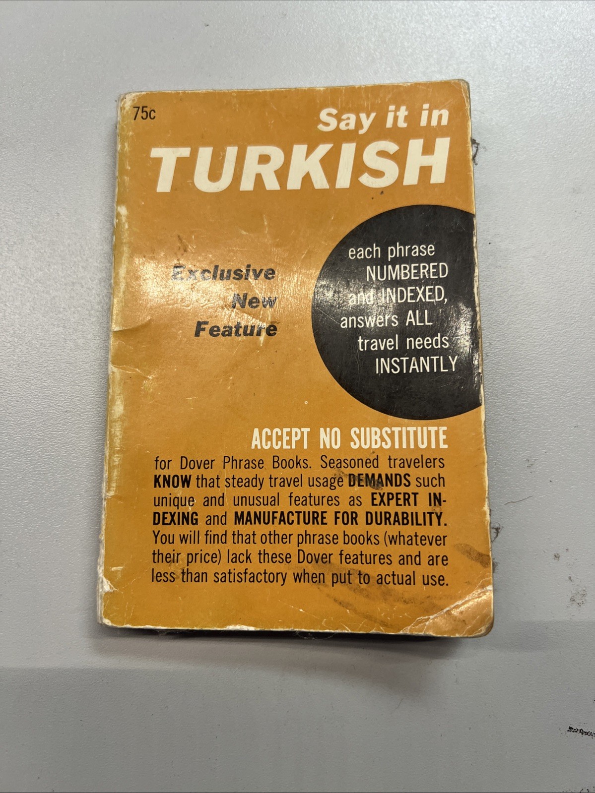SAY IT IN TURKISH Dover Phrase Books by Jeanne Miles, Refah Seniz 1958 VINTAGE