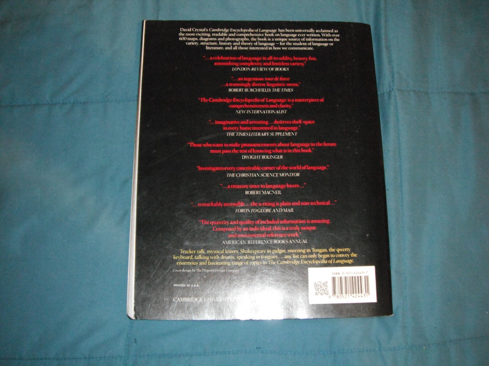 The Cambridge Encyclopedia of Language by David Crystal (1987, Hardcover)