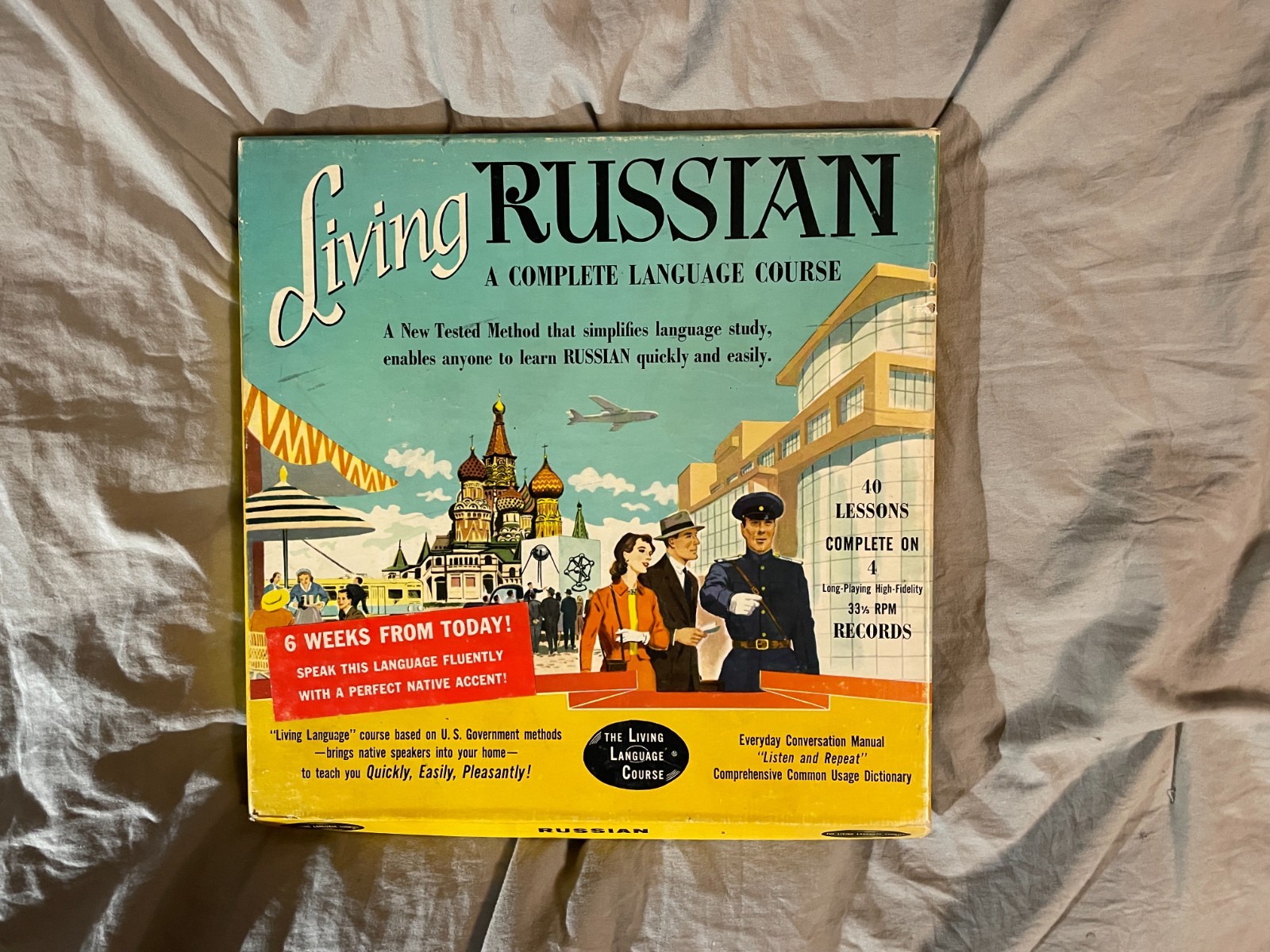 Living Russian A Complete Language Course 1958 2 book 4 Record LP Box set