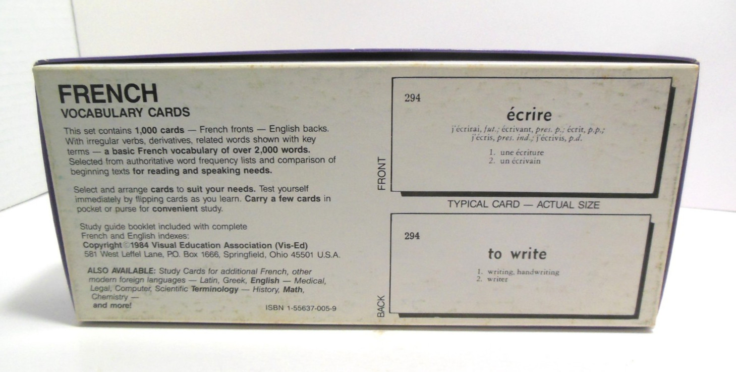 French English Vocabulary 1000 Cards Vis Ed Language Study Flashcards Free Ship