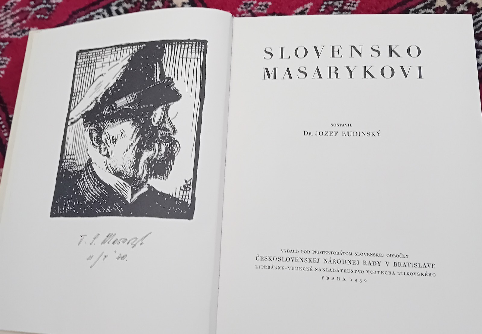 Slovak Language: Tomas Masaryk. Mint Condition 1st Edition 1930 Rare!